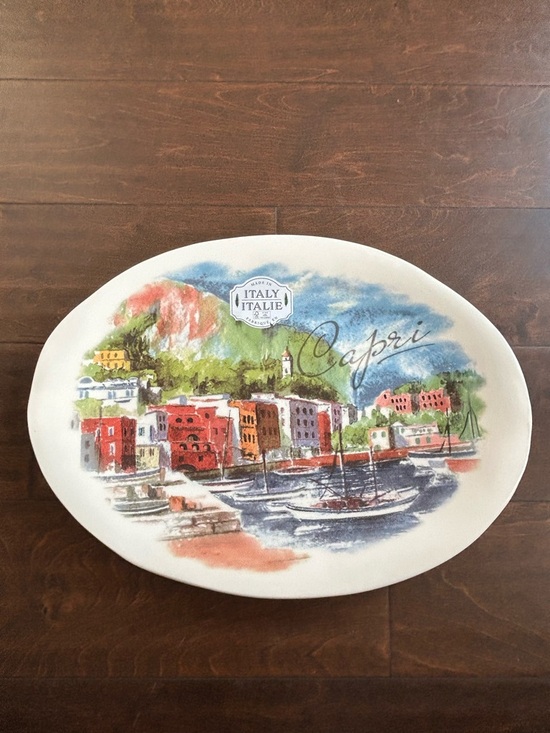 Other - Ceramica Cuore New Platter Oval Made In Italy Sailboats Capri Scene